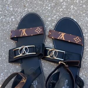 Louis Vuitton Black and Brown Sandals